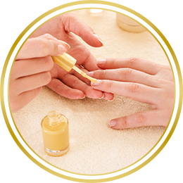 Circular image of a manicure treatment on natural nails